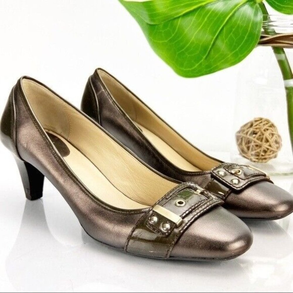 Cole Haan Women's Liana Low Pump Size 7 Bronze Metallic Leather Comfy Office